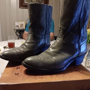 Gray Leather Cowboy Boots Size 10 ( Mens)